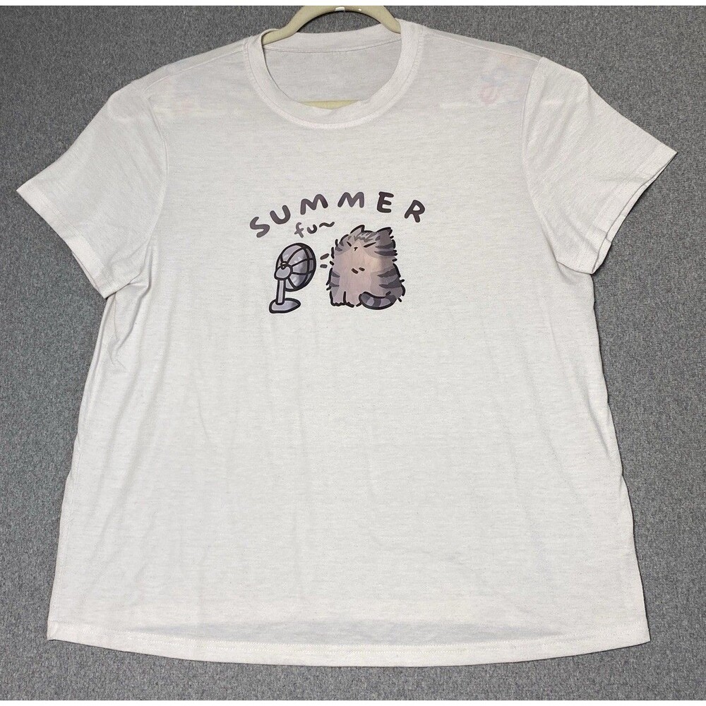 Unisex T-shirt With Cartoon Graphic Size L White